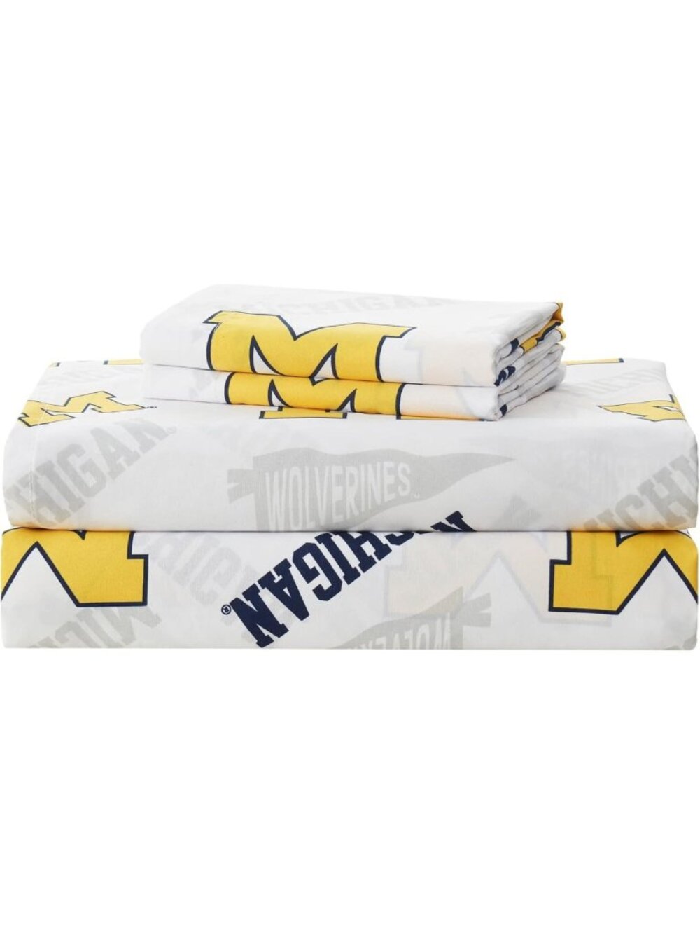 NCAA Full Size Sheet Set - Michigan Wolverines Team Logo Bedding for Dorms - Picture 3 of 5